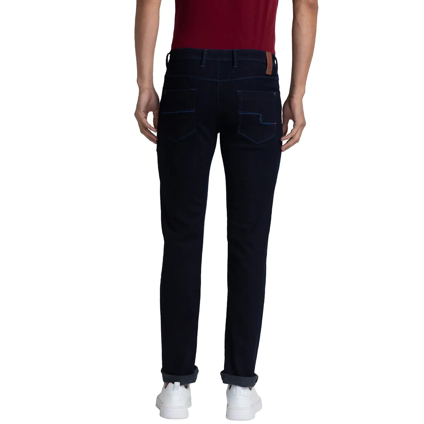 Men Blue Slim Fit Solid Cotton Blend Jeans
