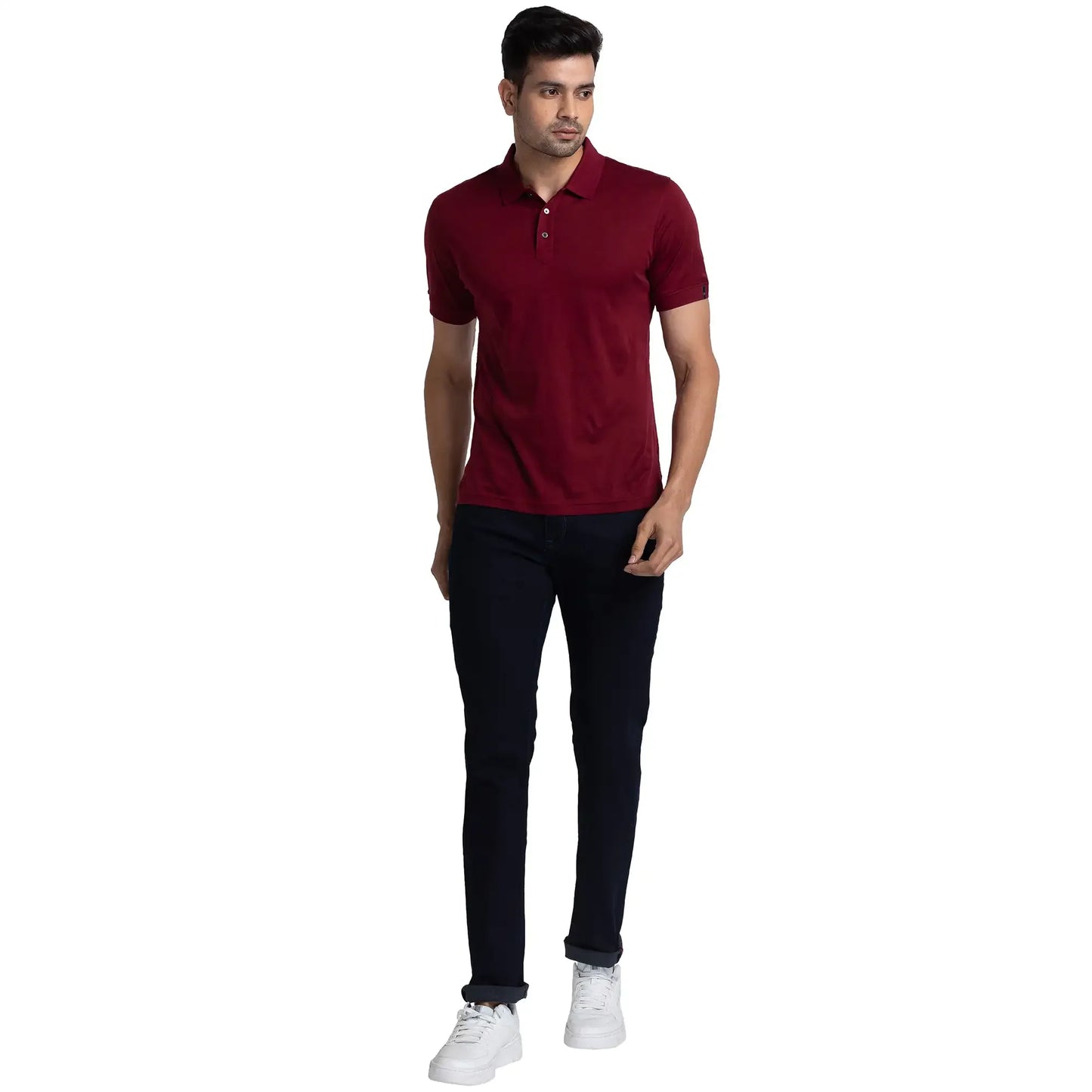 Men Blue Slim Fit Solid Cotton Blend Jeans