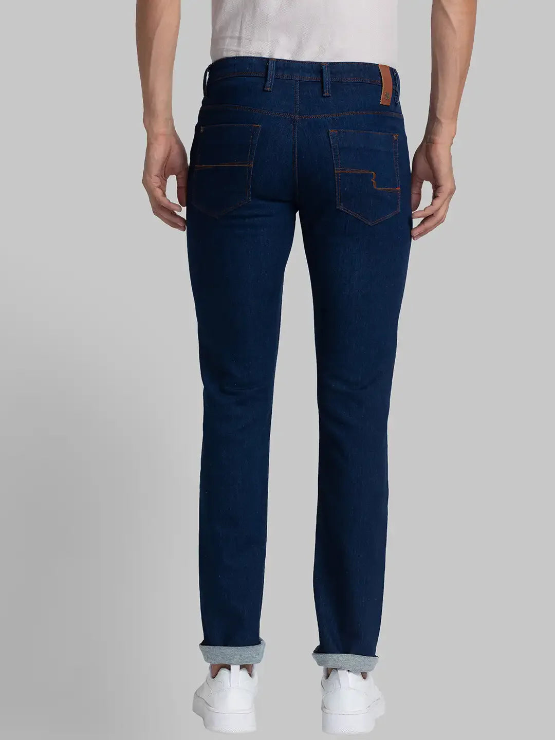 Men Blue Slim Fit Solid Cotton Blend Jeans