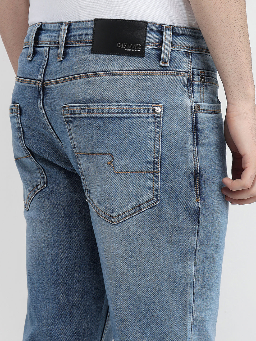 Raymond Men Blue Solid Slim Fit Cotton Blend Jeans