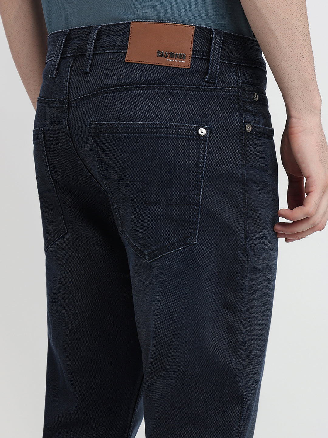 Raymond Men Blue Solid Slim Fit Cotton Blend Jeans