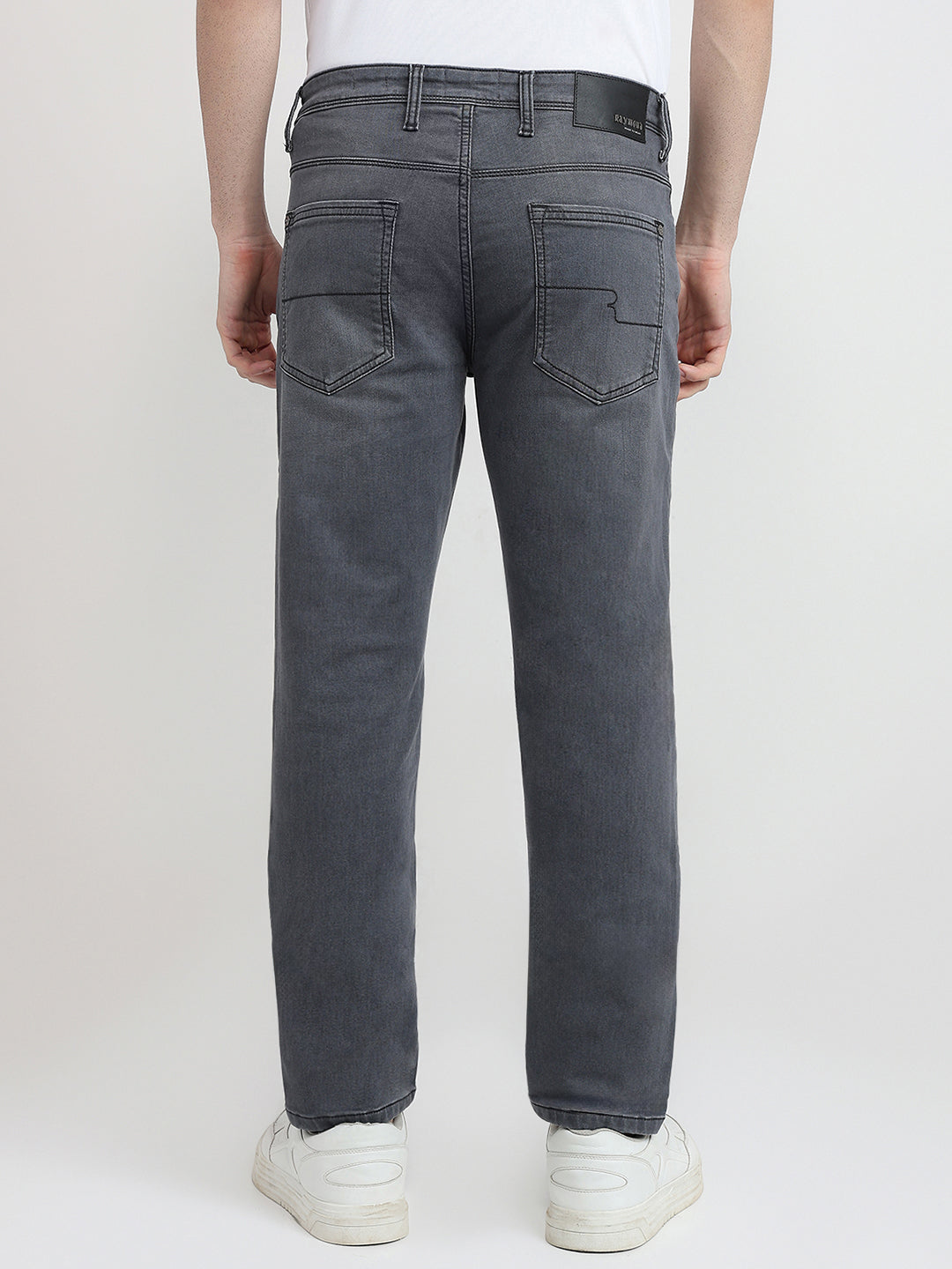 Raymond Men Grey Solid Slim Fit Cotton Blend Jeans