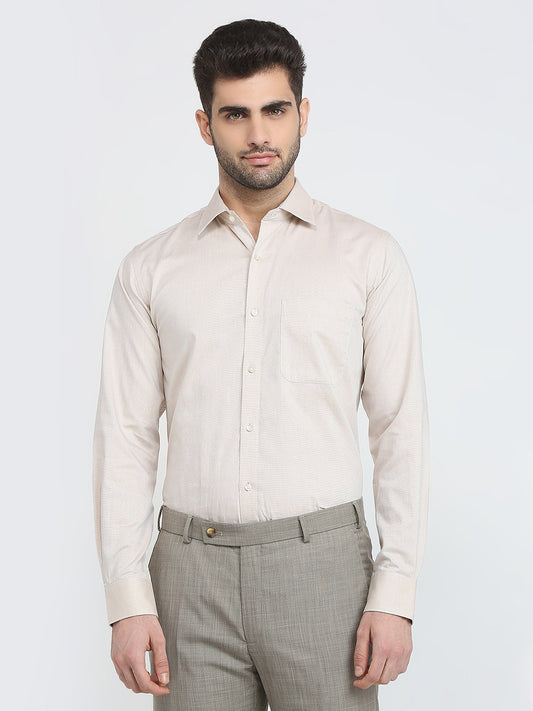 Raymond Men Brown Structure Regular Fit Cotton Formal Shirt