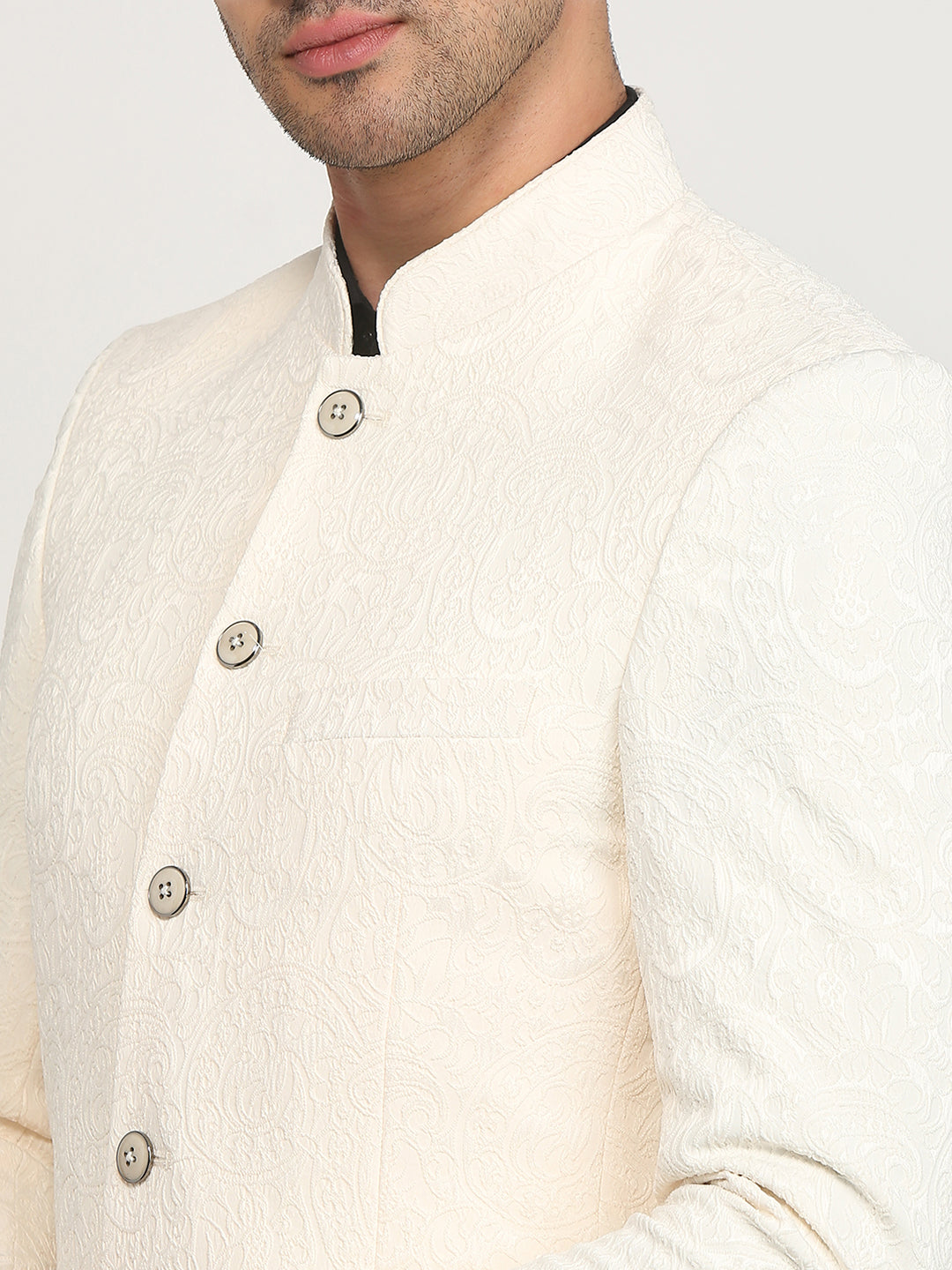 Raymond Men Brown Jacquard Regular Fit Polyester Blend Blazer
