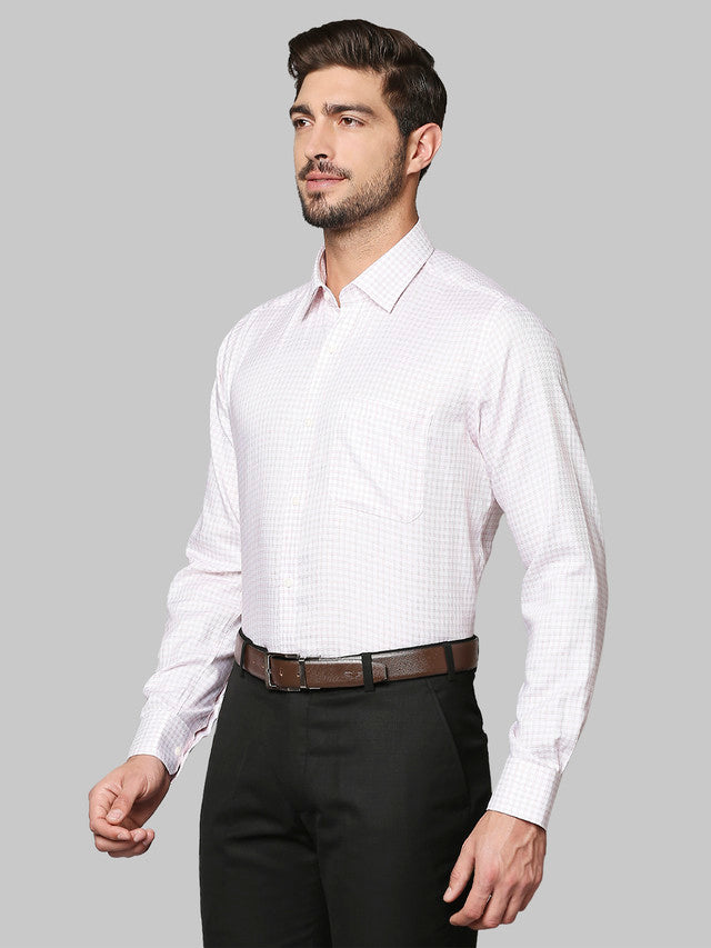 Raymond Pink Checks Contemporary Fit Full Sleeve Cotton Shirt