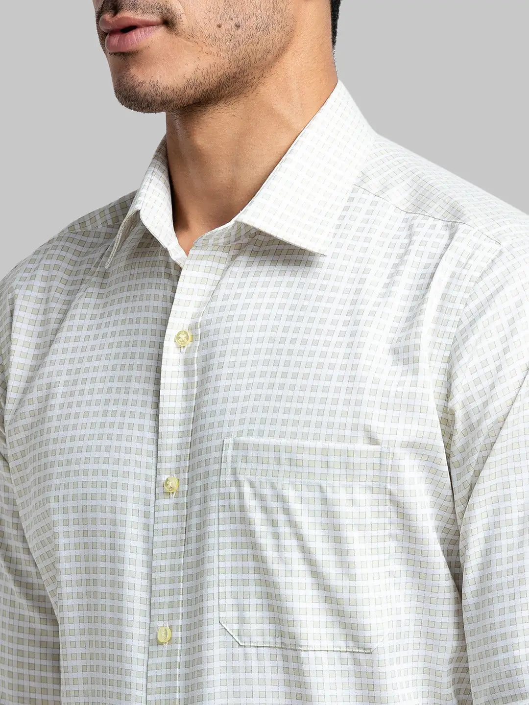 Men Green Contemporary Fit Checks Cotton Full Sleeve Shirts