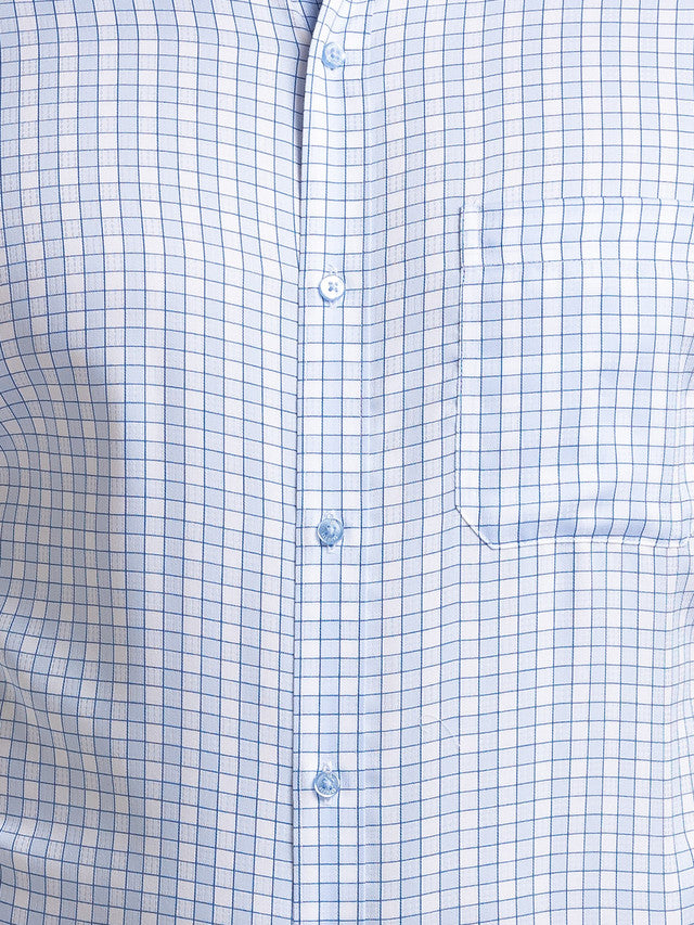Raymond Men Blue Checks Contemporary Fit Cotton Shirt