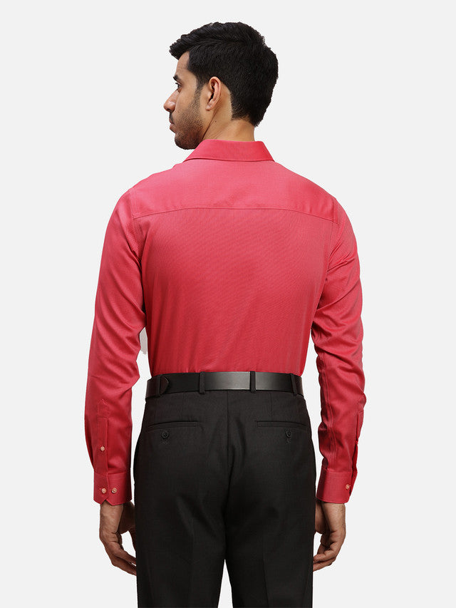 Raymond Red Solid Contemporary Fit Full Sleeve Cotton Shirt