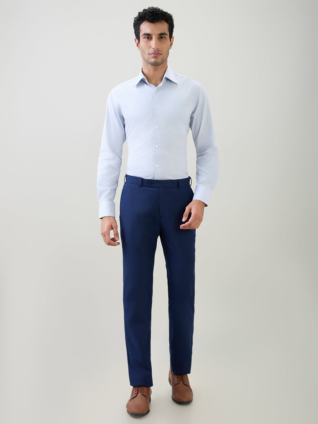 Raymond Men Blue Structure Slim Fit Cotton Full Sleeve Formal Shirt