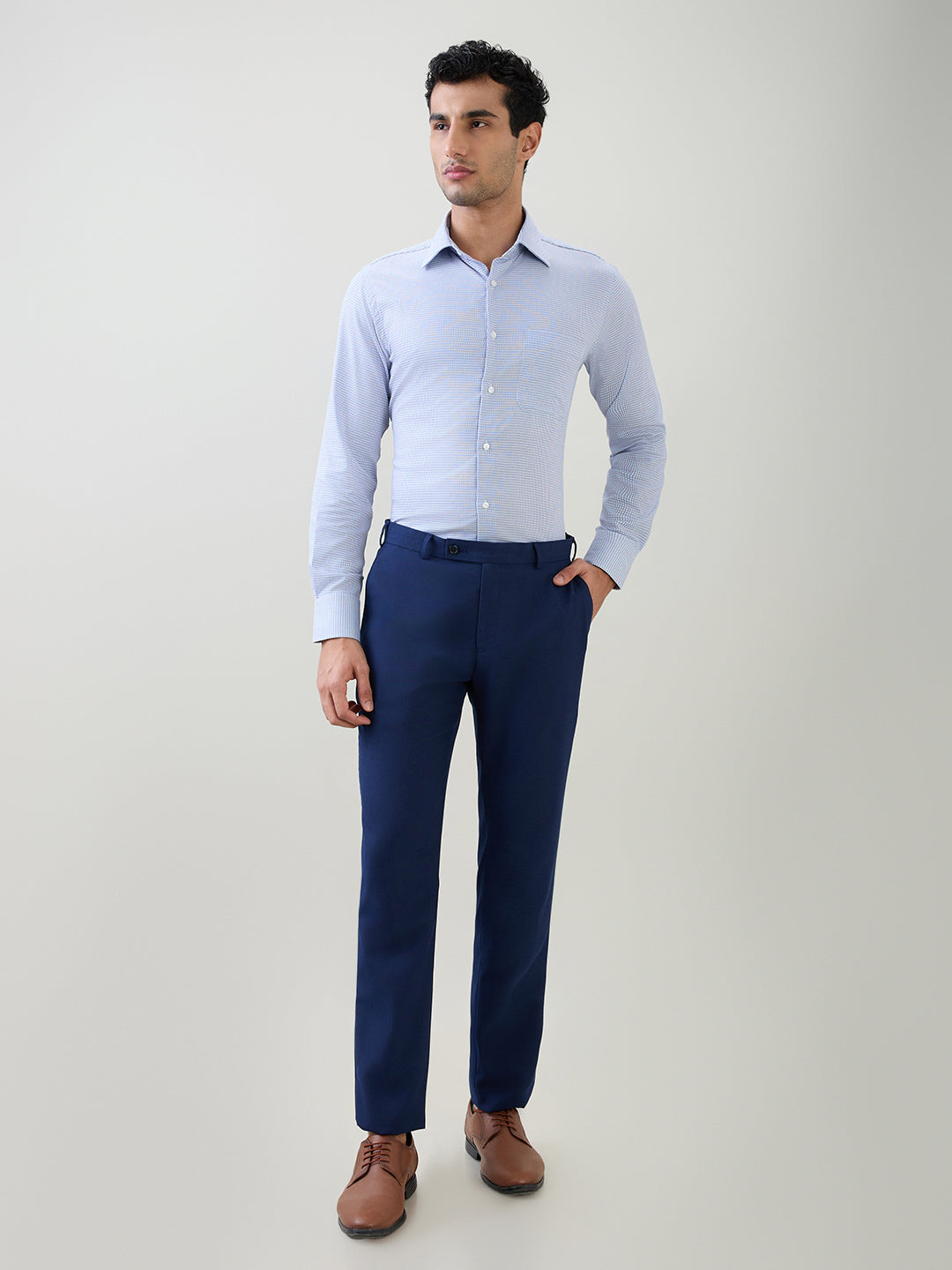 Raymond Men Blue Structure Slim Fit Cotton Full Sleeve Formal Shirt