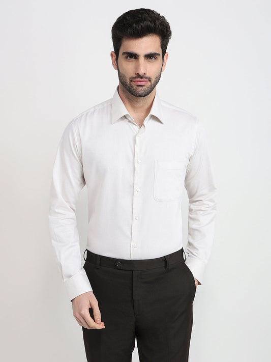 Raymond Men Brown Structure Slim Fit Cotton Full Sleeve Formal Shirt