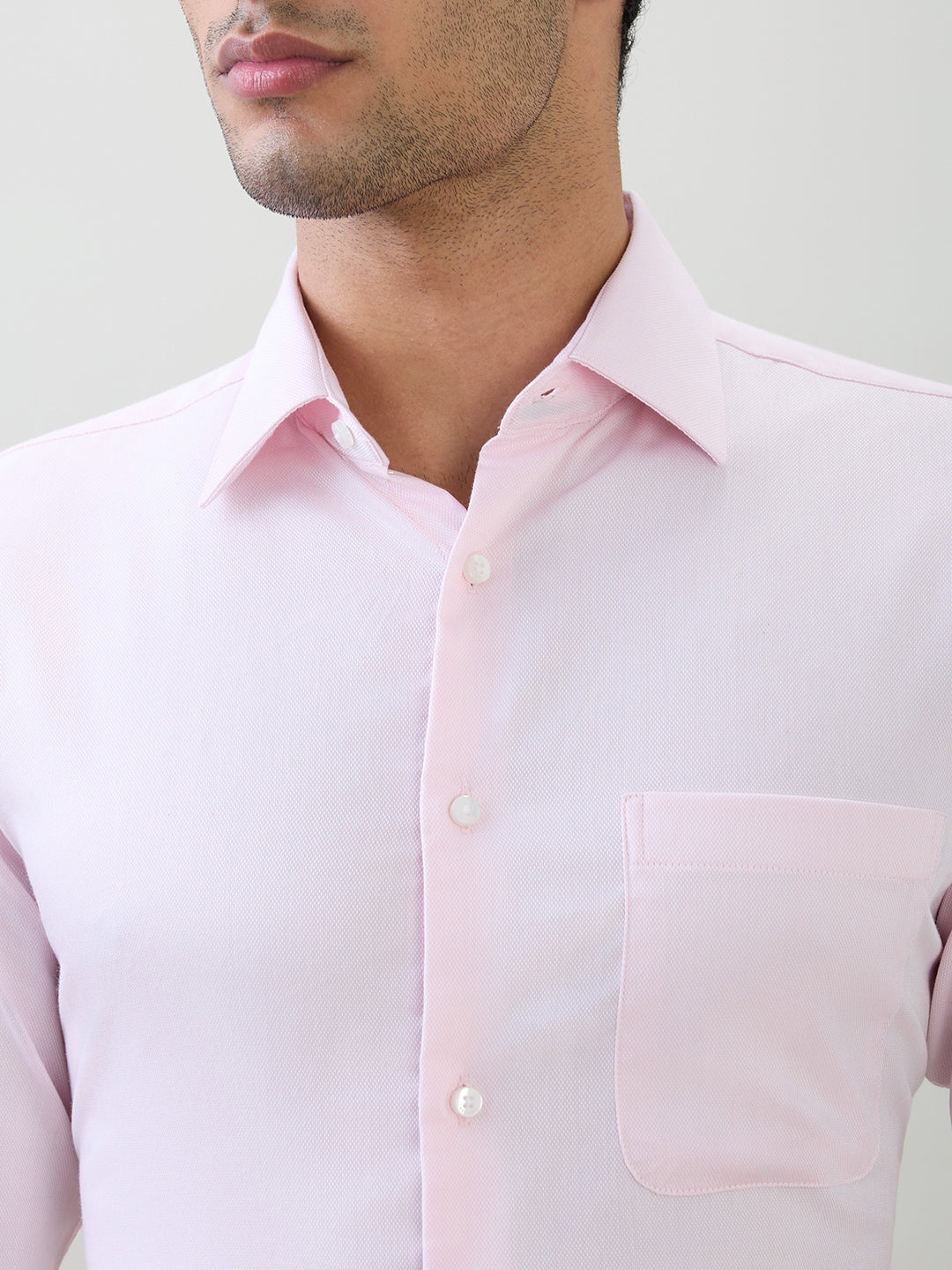 Raymond Men Red Structure Slim Fit Cotton Full Sleeve Formal Shirt