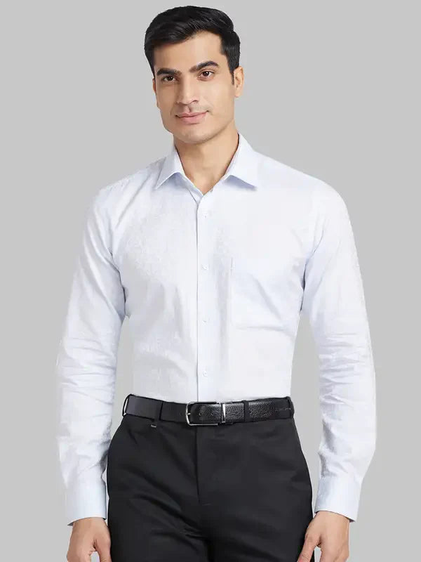Men Blue Contemporary Fit Jacquard Cotton Shirts