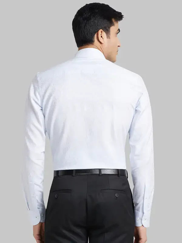 Men Blue Contemporary Fit Jacquard Cotton Shirts