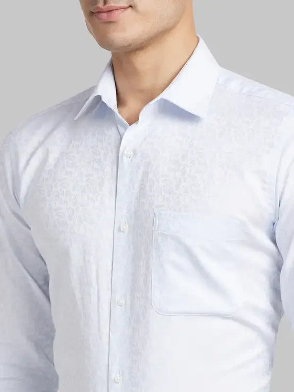 Men Blue Contemporary Fit Jacquard Cotton Shirts
