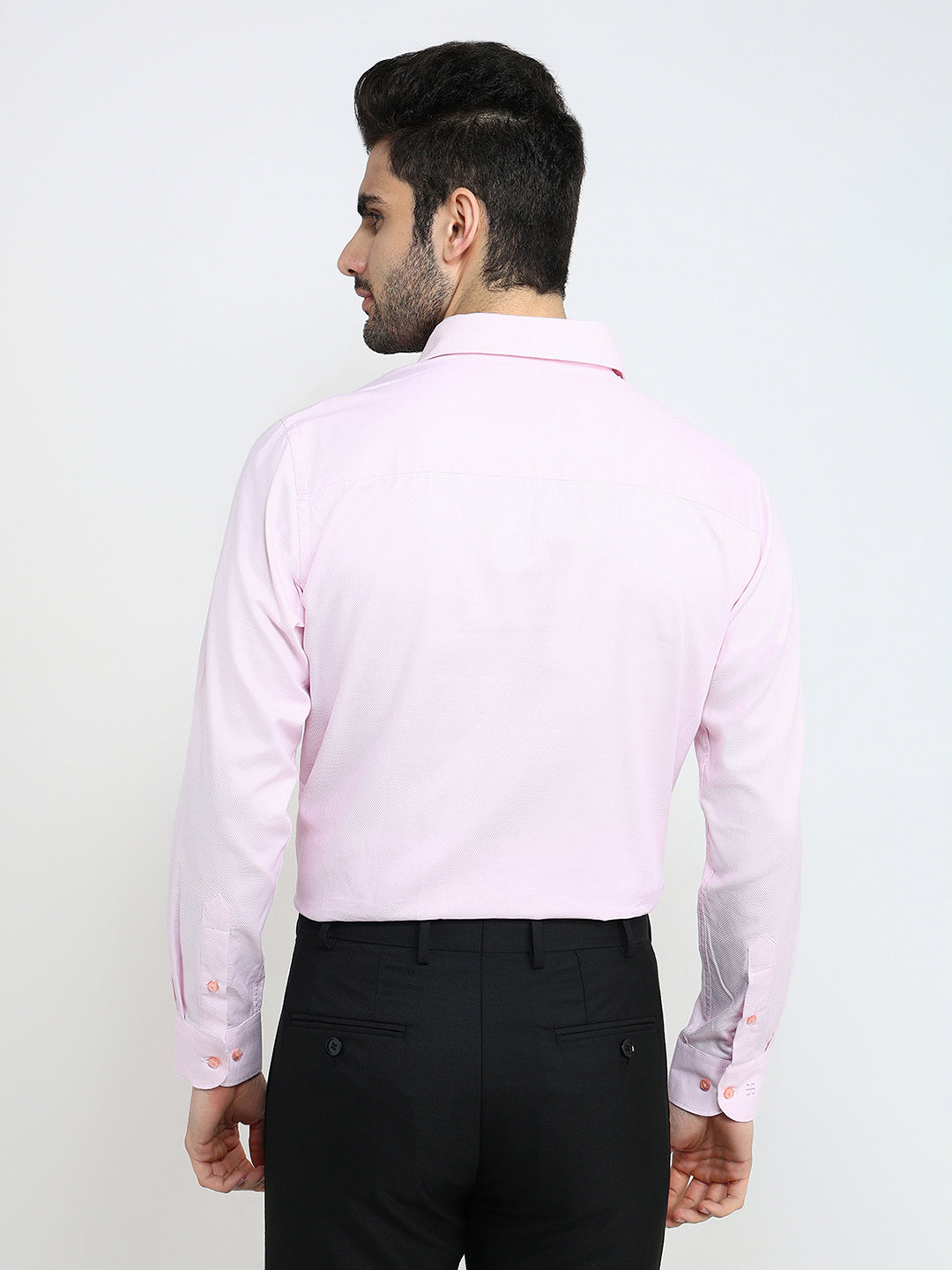 Raymond Men Red Structure Contemporary Fit Cotton Full Sleeve Formal Shirt