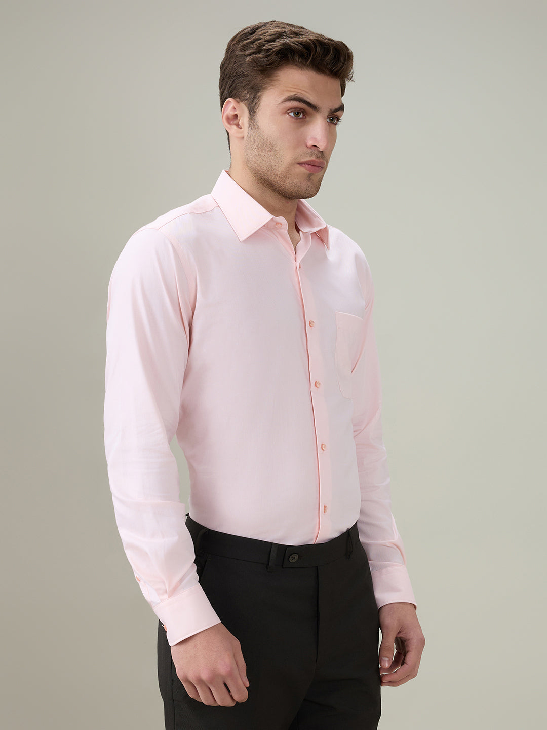 Raymond Men Orange Chambray Contemporary Fit Cotton Full Sleeve Formal Shirt