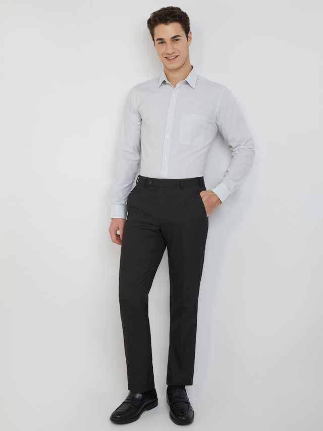 Raymond Men White Striped Slim Fit Cotton Formal Shirt