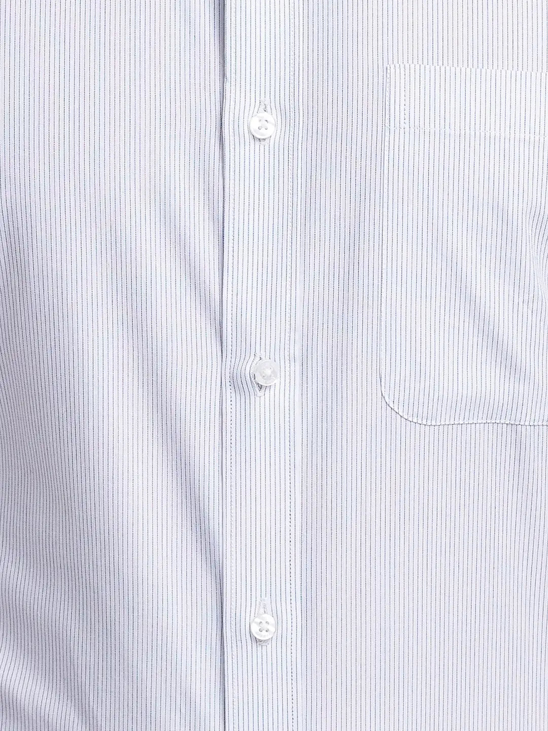 Raymond Men White Striped Slim Fit Cotton Formal Shirt