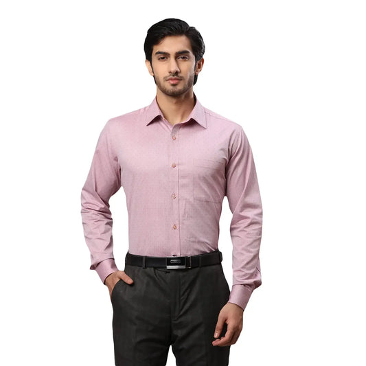 Men Red Slim Fit Structure Cotton Shirts