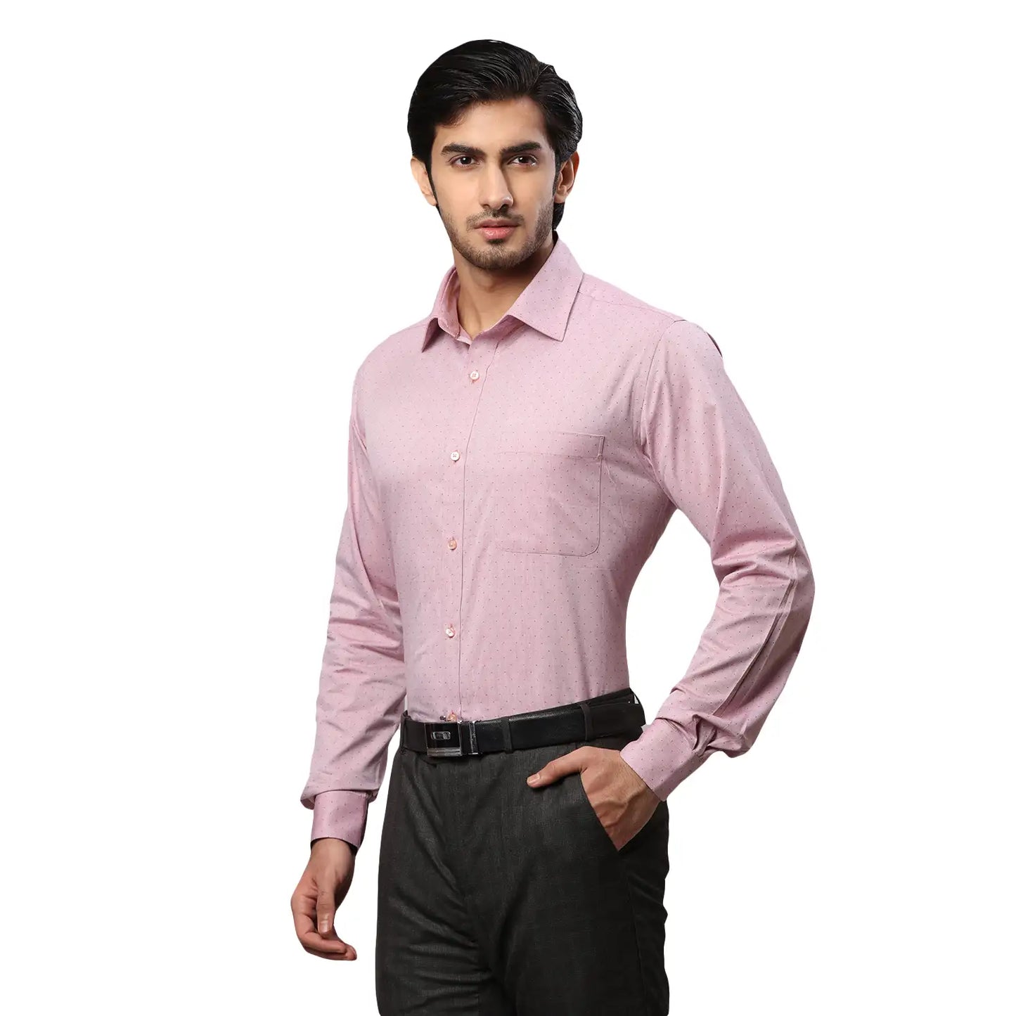 Men Red Slim Fit Structure Cotton Shirts