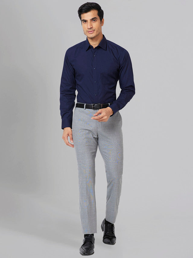 Raymond Men Blue Solid Slim Fit Cotton Formal Shirt