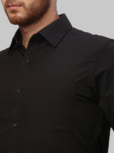 Raymond Men Black Solid Slim Fit Cotton Shirt