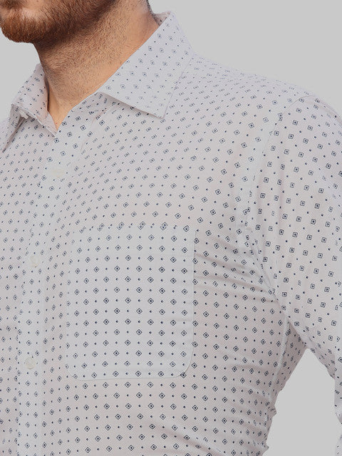 Raymond Men Blue Printed Slim Fit Cotton Shirt