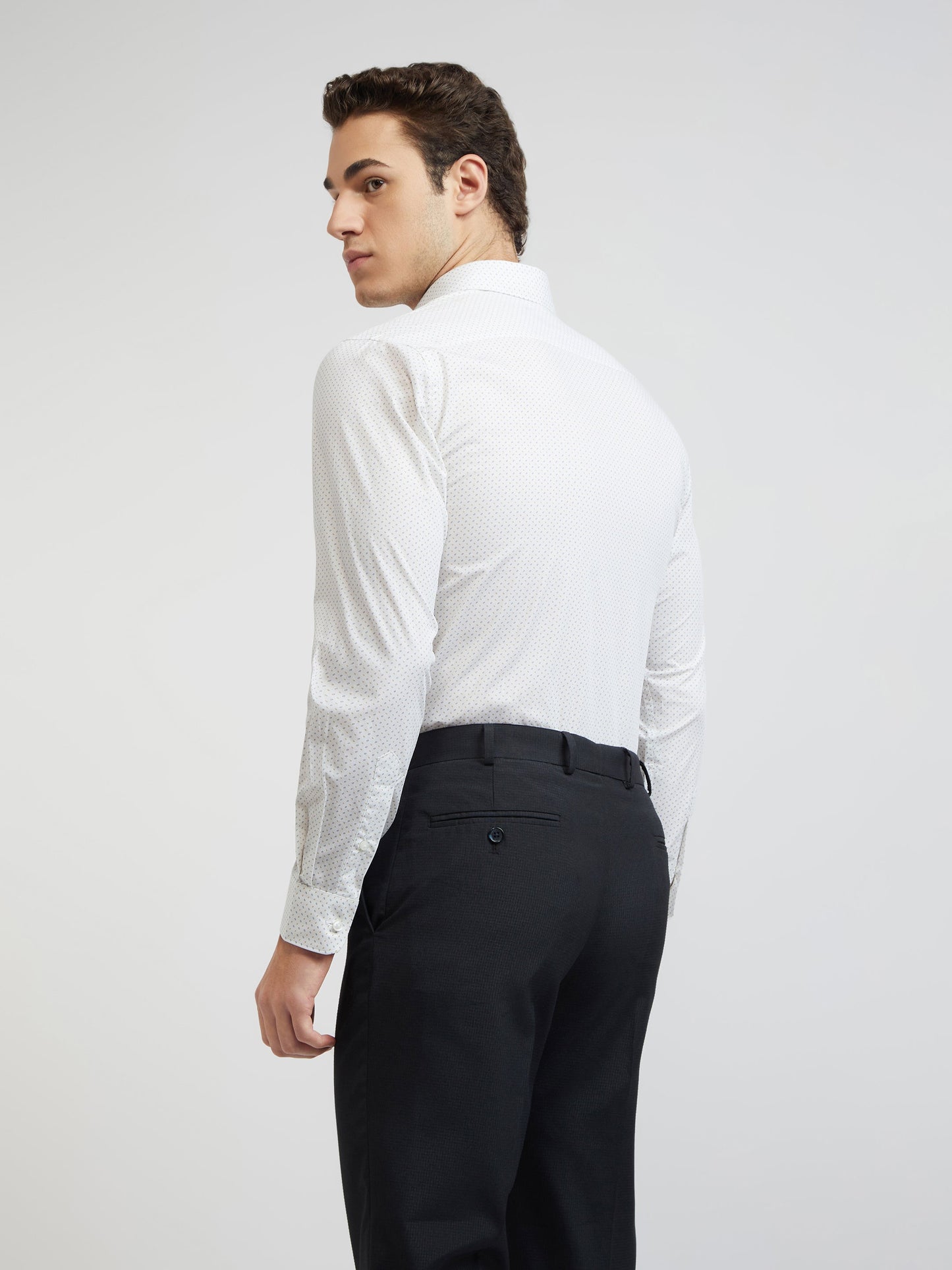 Raymond Men Grey Print Slim Fit Cotton Shirt
