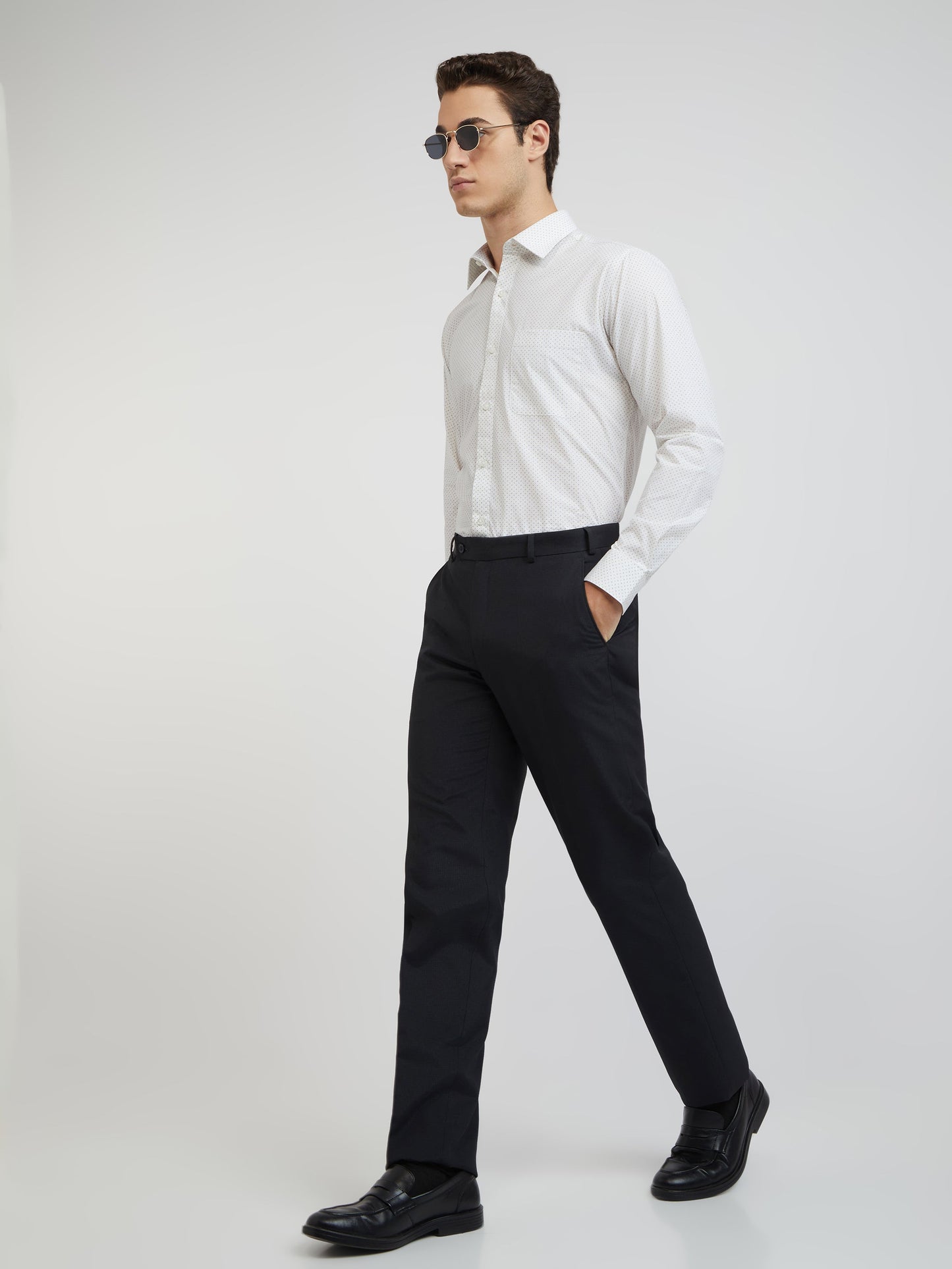 Raymond Men Grey Print Slim Fit Cotton Shirt