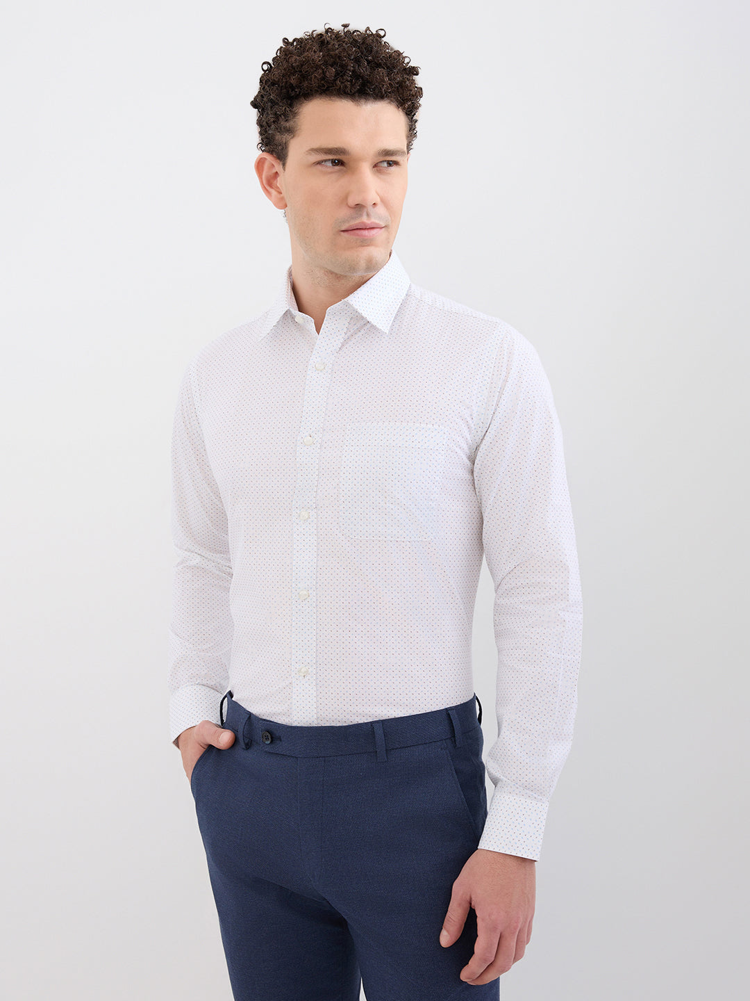 Raymond Men Green Printed Slim Fit Cotton Blend Shirt