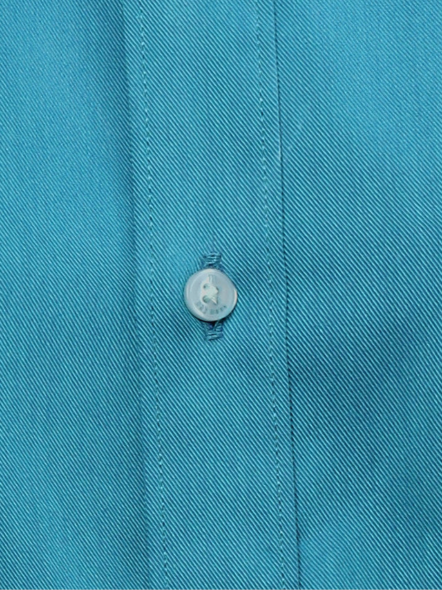 Raymond Men Blue Solid Slim Fit Cotton Shirt