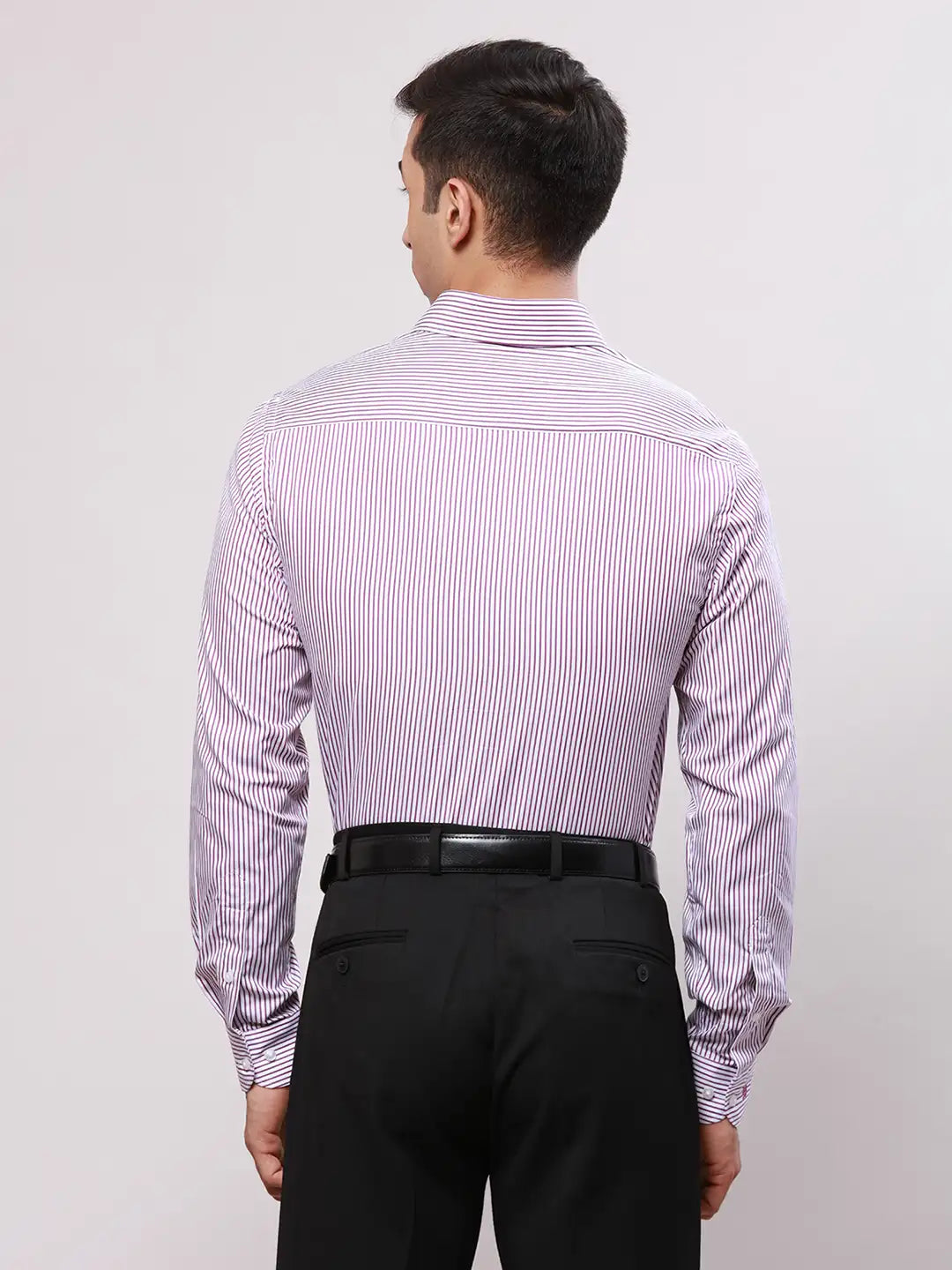 Raymond Men Violet Stripe Slim Fit Cotton Shirt
