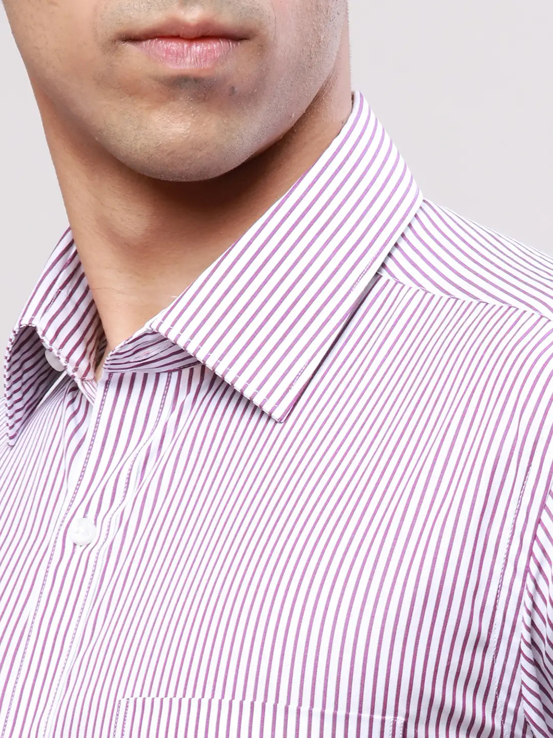 Raymond Men Violet Stripe Slim Fit Cotton Shirt