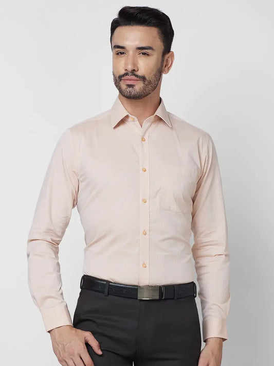 Raymond Men Orange Structure Slim Fit Cotton Shirt