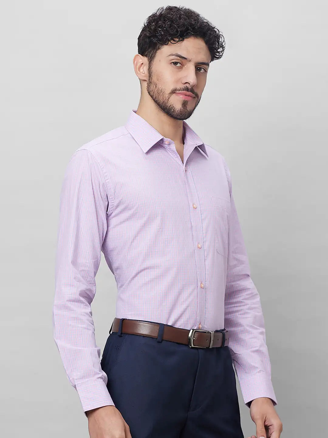 Raymond Men Purple Structured Slim Fit Cotton Formal Shirt