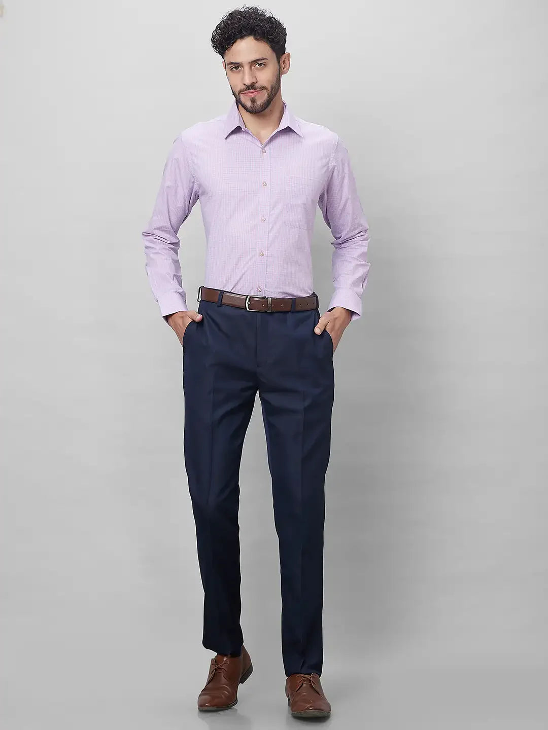 Raymond Men Purple Structured Slim Fit Cotton Formal Shirt