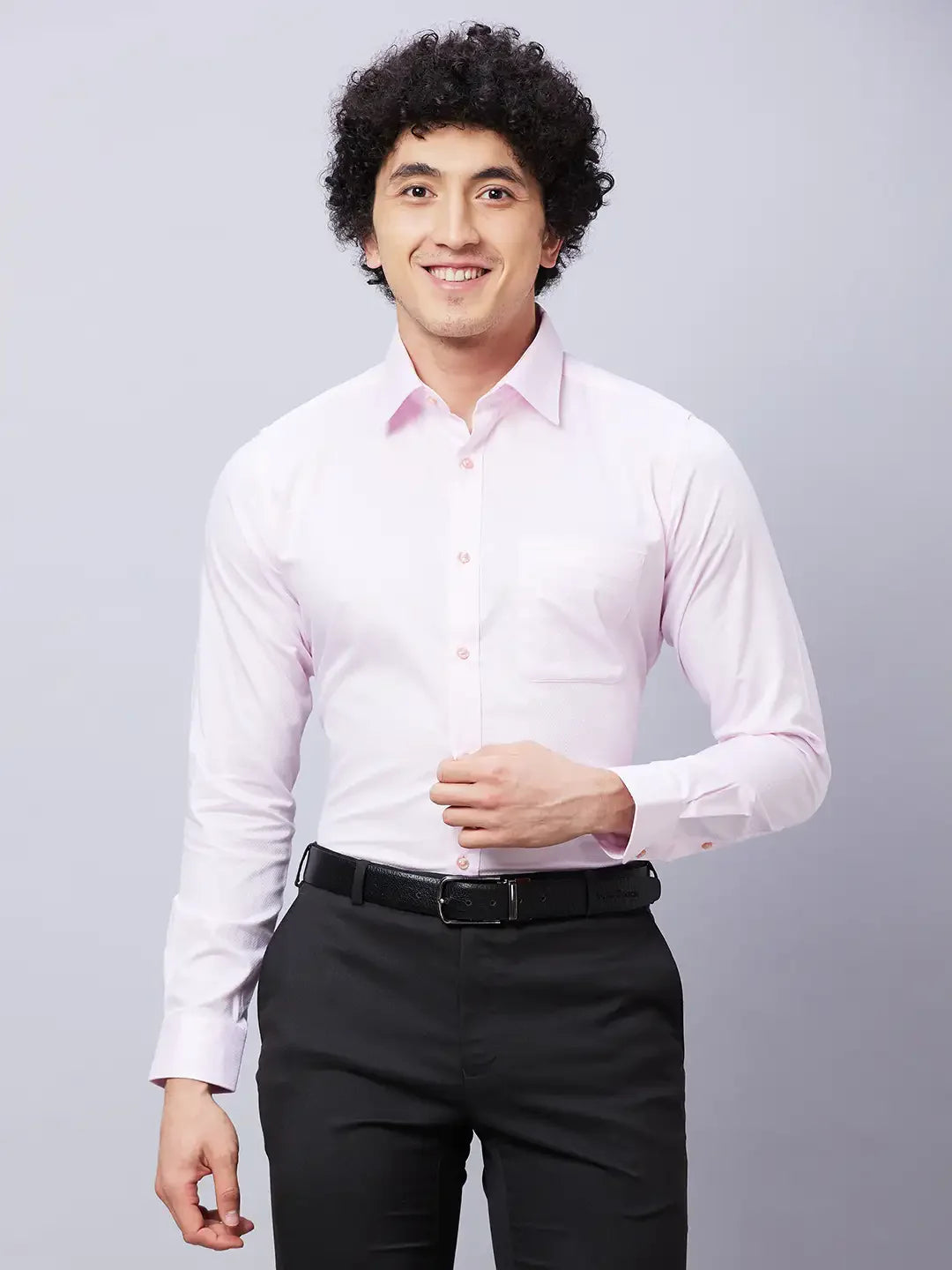 Raymond Men Pink Structured Slim Fit Cotton Formal Shirt