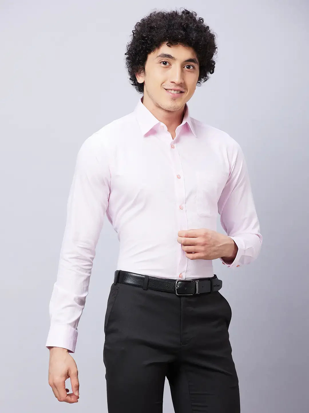 Raymond Men Pink Structured Slim Fit Cotton Formal Shirt