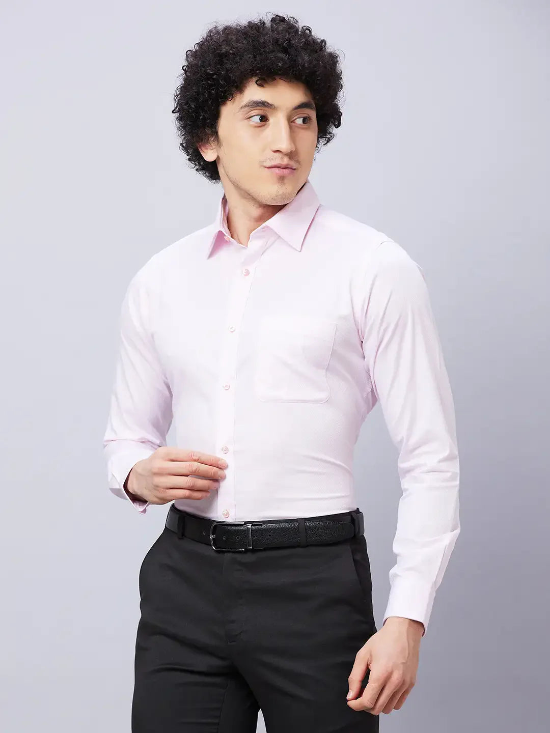 Raymond Men Pink Structured Slim Fit Cotton Formal Shirt