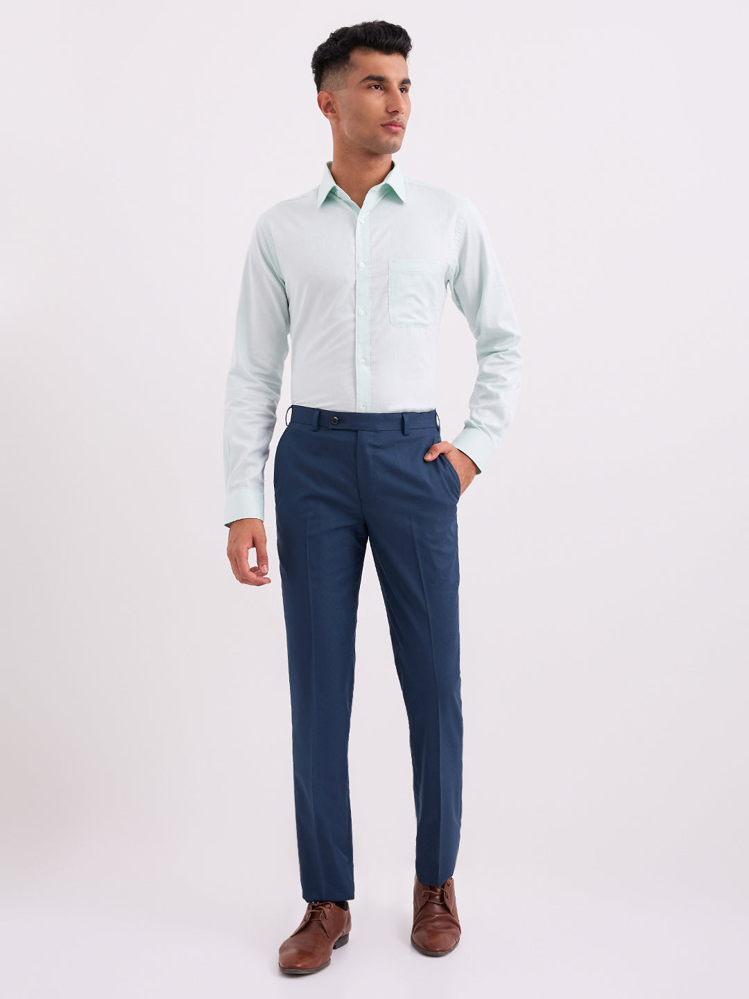 Raymond Men Blue Structure Slim Fit Cotton Full Sleeve Formal Shirt