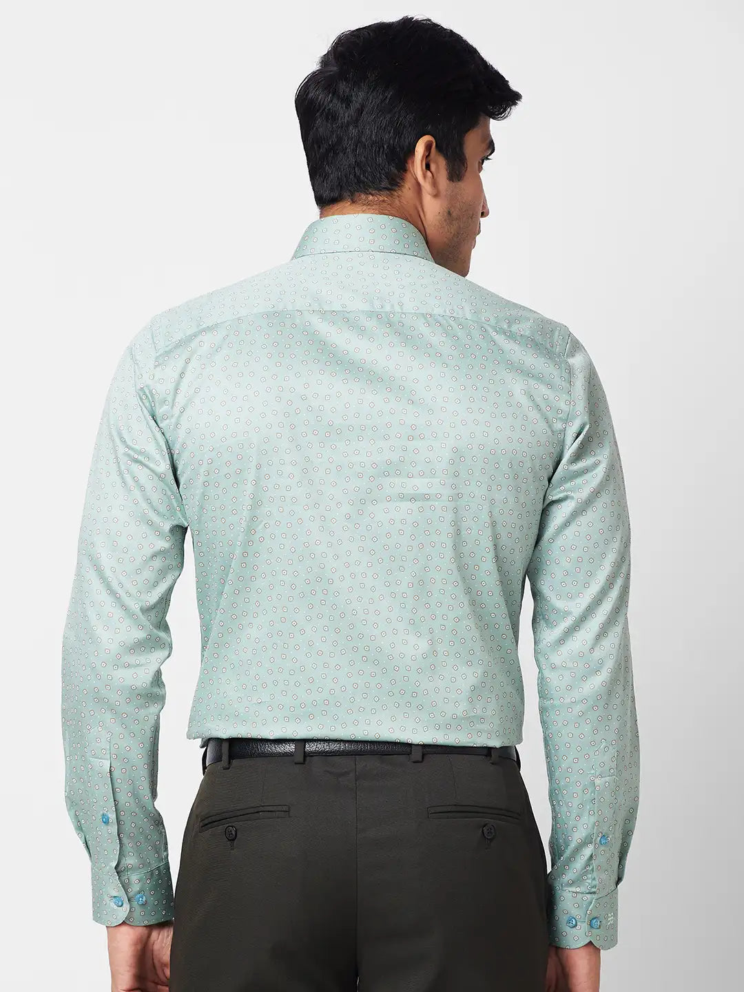 Raymond Men Green Structured Slim Fit Cotton Formal Shirt