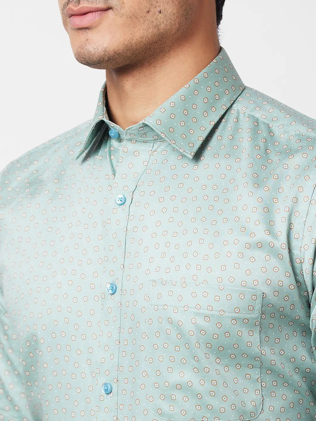 Raymond Men Green Structured Slim Fit Cotton Formal Shirt