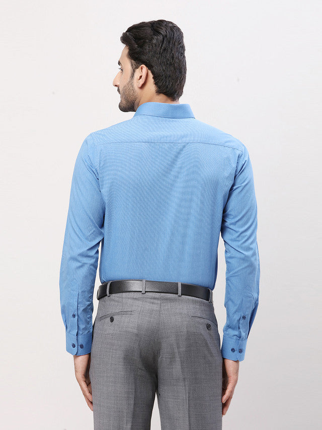 Raymond Men Blue Solid Slim Fit Cotton Shirt