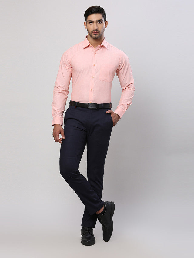 Raymond Orange Solid Slim Fit Cotton Formal Shirt