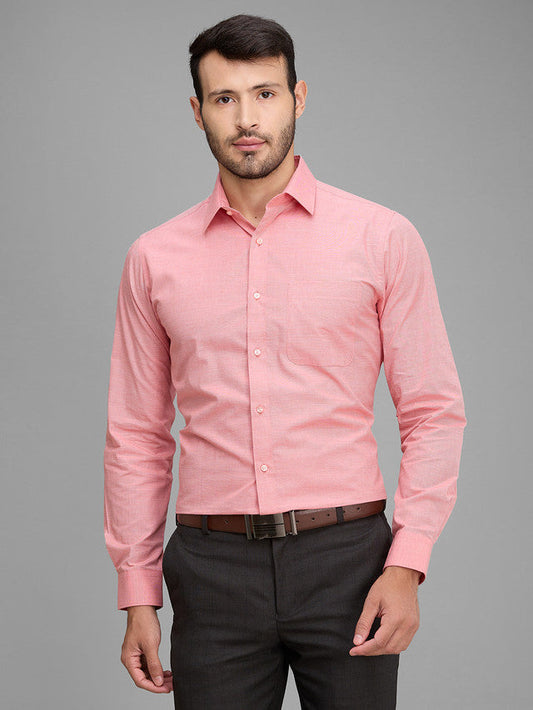 Raymond Men Pink Solid Cotton Formal Shirt