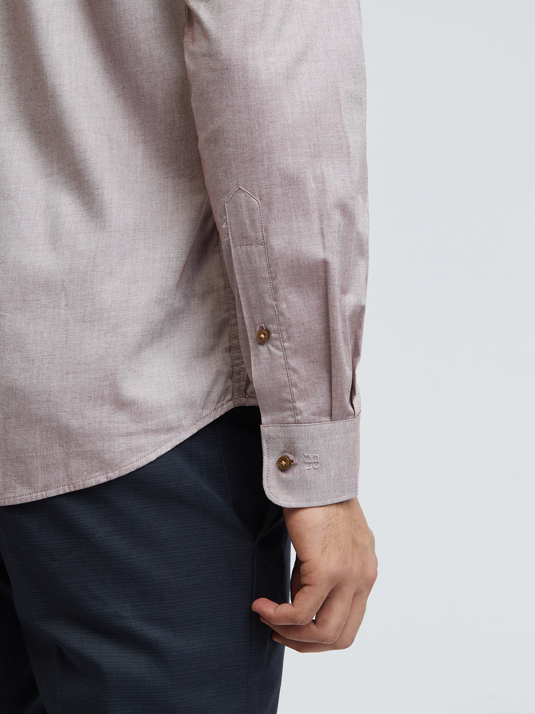 Raymond Brown Solid Slim Fit Full Sleeve Cotton Shirt