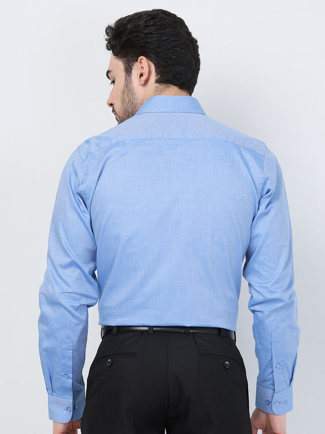 Raymond Men Blue Structure Slim Fit Cotton Shirt