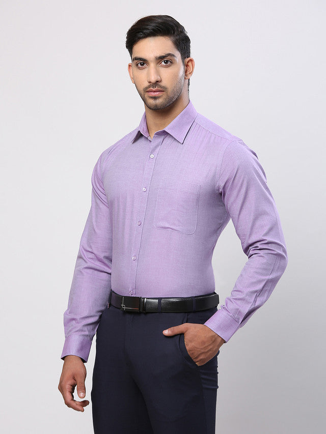 Raymond Purple Solid Slim Fit Cotton Formal Shirt
