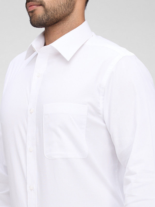 Raymond White Structure Slim Fit Full Sleeve Cotton Shirt